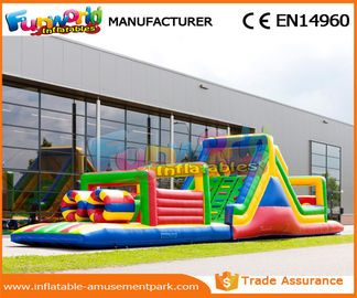 Giant Colorful Inflatable Kids Obstacle Course 0.55 MM PVC Tarpaulin With Air Blower