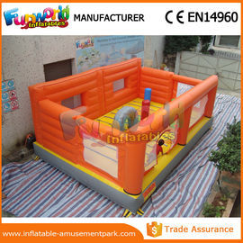 Small Cute Orange Commercial Bouncy Castles 0.55mm PVC Tarpaulin For Kids