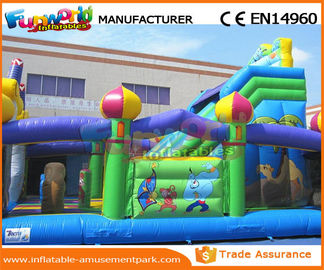 Fun City Giant Amusement Park Commercial Bouncy Castles 0.55 MM PVC Tarpaulin