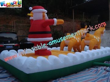 Commercial Inflatable Christmas Decorations Santa With Deer For Shop