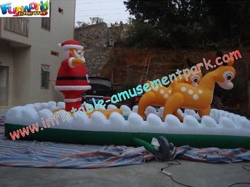 Commercial Inflatable Christmas Decorations Santa With Deer For Shop