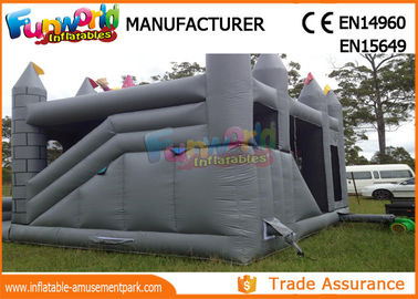 Gray Kids Inflatable Castle / Blow Up Bouncer Slide For Kindergarten / Amusement Park