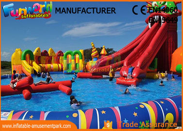 0.9mm PVC Tarpaulin Inflatable Commercial Water Park With Slide