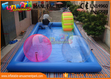 Large Blue PVC tarpaulin Inflatable Water Pools Square / Round Shape