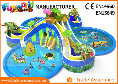 Hot Welding Inflatable Water Parks / Giant Water Playground Equipment With 0.9mm PVC Tarpaulin