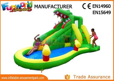 0.55mm PVC Tarpaulin Outdoor Inflatable Water Slides With Swimming Pool