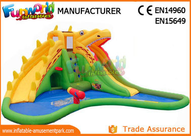 0.55mm PVC Tarpaulin Outdoor Inflatable Water Slides With Swimming Pool