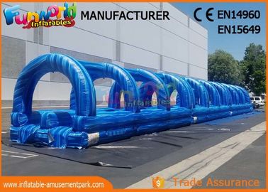 Blue 0.55mm Pvc Tarpaulin Commercial Inflatable Slide / Blow Up Slip N Slide For Adult And Kids