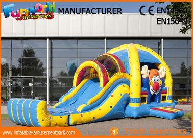 Children Game Clown Inflatable Bouncer Slide For Backyard / Zoo / Water Park