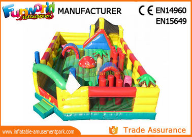 Colorful Inflatable Amusement Park For Kids / Fun City Inflatable Bouncers With Slide