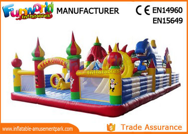 Colorful Inflatable Amusement Park For Kids / Fun City Inflatable Bouncers With Slide