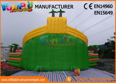 0.9mm PVC Tarpaulin Inflatable Water Parks , Large Dinosaur Swimming Pool And Slides