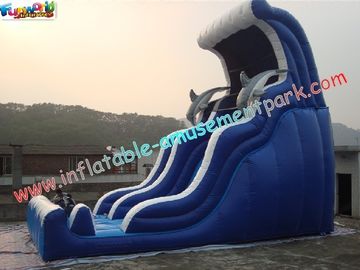 Giant Dolphin Commercial Inflatable Slide , 8.5m Inflatable Slide Games