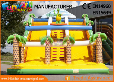 Yellow Color Commercial Inflatable Slide For Adult / Blow Up Jumping Slide