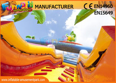 Yellow Color Commercial Inflatable Slide For Adult / Blow Up Jumping Slide