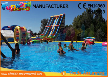 Outdoor Inflatable Water Parks Slide With Pool One Year Warranty