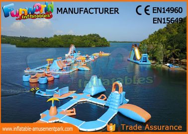 High Durability Floating Inflatable Water Park Blue And Yellow Color