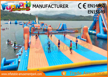 High Durability Floating Inflatable Water Park Blue And Yellow Color