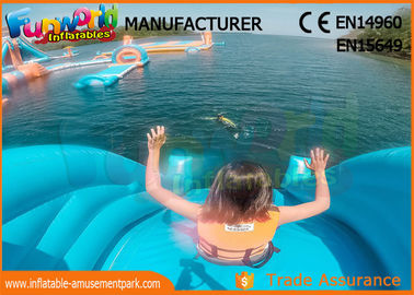 High Durability Floating Inflatable Water Park Blue And Yellow Color