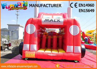 Fun Truck Bounce House Inflatables Obstacle Course Red Fire Retardant