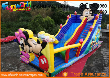 Pvc Mickey Mouse Commercial Inflatable Bounce House With Slide Easy To Carry