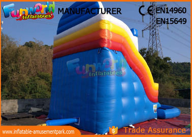 Blue Color Giant Outdoor Inflatable Water Slides Fire Resistance