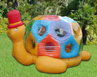 Cartoon Tortoise Inflatable Bouncer Kids Jumping Castle Structures For Garden / Square