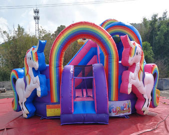 Durable PVC Inflatable Unicorn Bouncy House For Birthday Party Quadruple Stitching