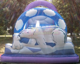 Polar Bear Inflatable Bouncy Castle With Slide Fully Digital Printing