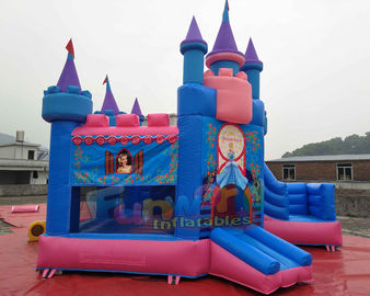 Park Inflatable Bouncer Slide / Princess Inflatable Bounce House With Slide Moonwalk