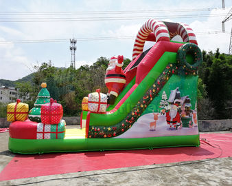 Santa Claus Commercial Inflatable Slide Christmas Bouncy Castle For Public