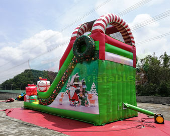 Santa Claus Commercial Inflatable Slide Christmas Bouncy Castle For Public