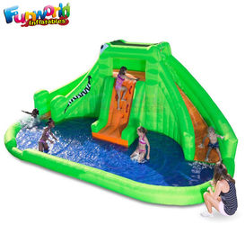 Green Tarpaulin TUV Outdoor Inflatable Water Slides