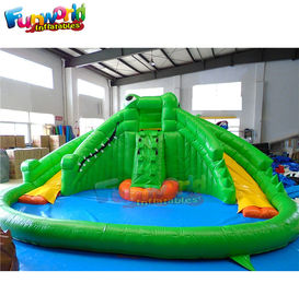 Green Tarpaulin TUV Outdoor Inflatable Water Slides