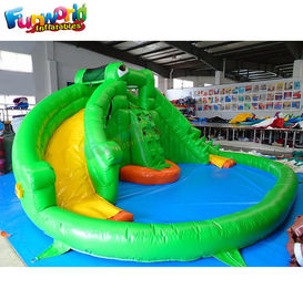 Green Tarpaulin TUV Outdoor Inflatable Water Slides