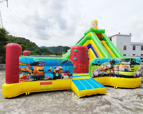 Digital Printing Minion Commercial Bouncy Castles Children Combo Slide