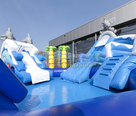 Amusement Park Inflatable Water Slide Pool Customized Size