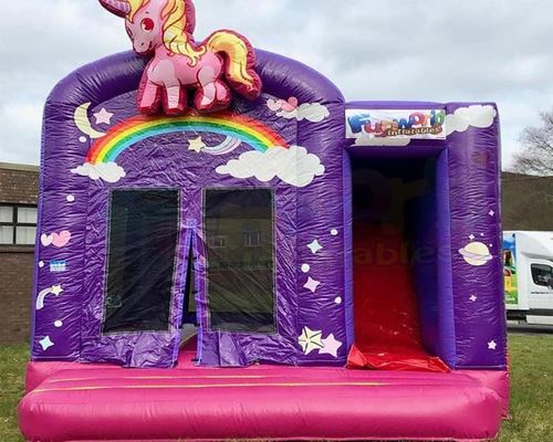 Kids Pink Jumping Combos Inflatable Bounce House For Hotel