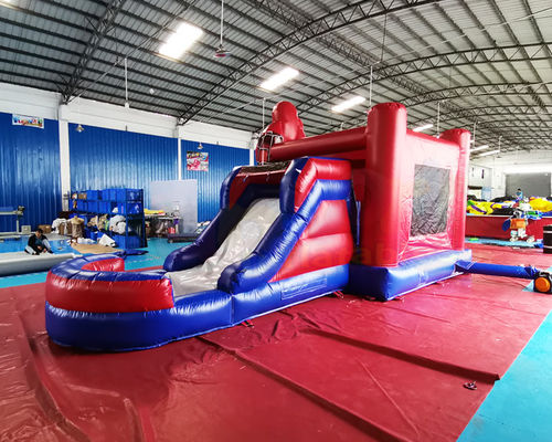 Customized Size Spider Man Inflatable Water Slide With Pool