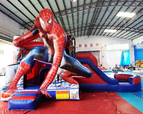 Customized Size Spider Man Inflatable Water Slide With Pool