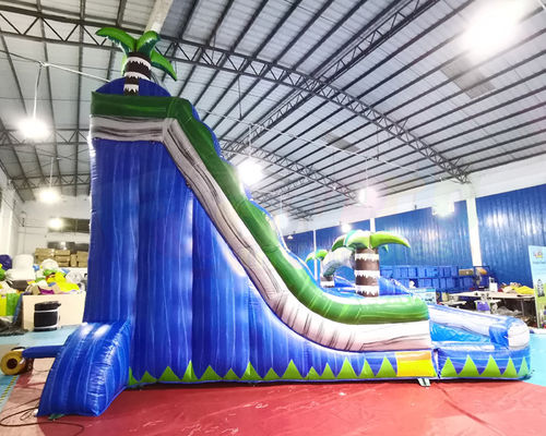 Palm Tree Jumping Castles Outdoor Inflatable Water Slides With Pool