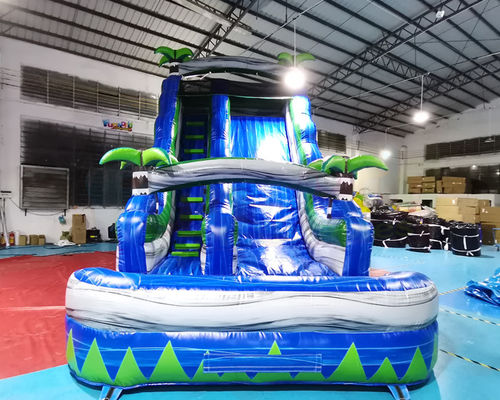 Palm Tree Jumping Castles Outdoor Inflatable Water Slides With Pool