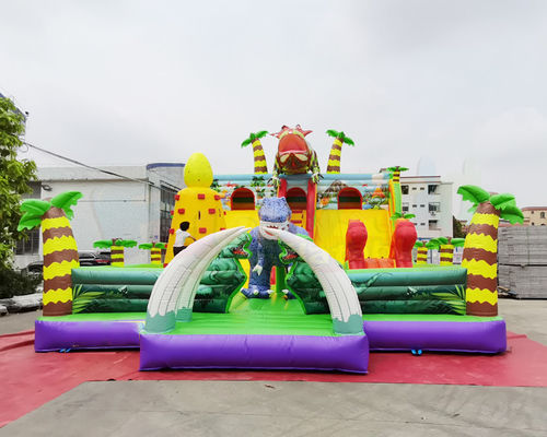 Backyard Commercial Inflatable Slide Dinosaur Jungle Park Bounce Castle