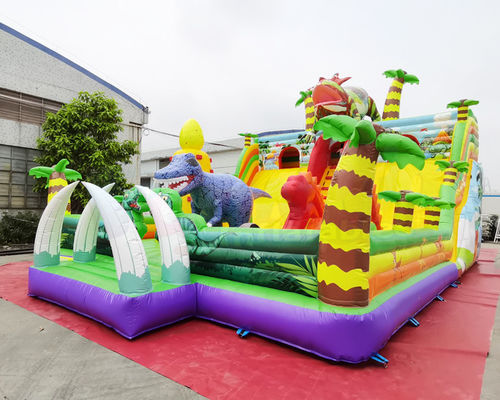 Backyard Commercial Inflatable Slide Dinosaur Jungle Park Bounce Castle