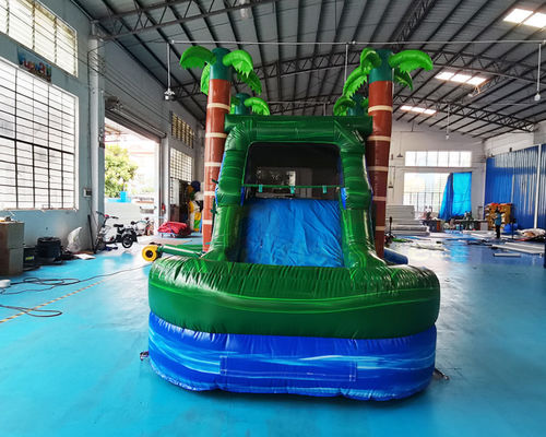 EN71 Palm Tree Bouncy Castle Water Slide Combo Bounce House