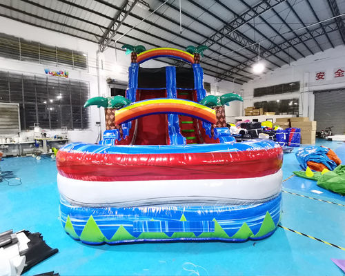 Outdoor Palm Tree Bounce House Blow Up Pool Slide