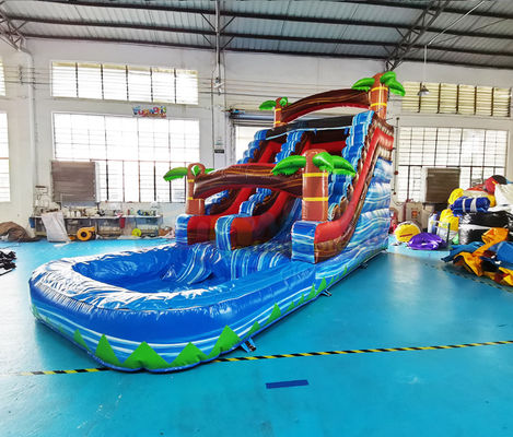 Colorful 18OZ PVC Outdoor Inflatable Water Slides For Public