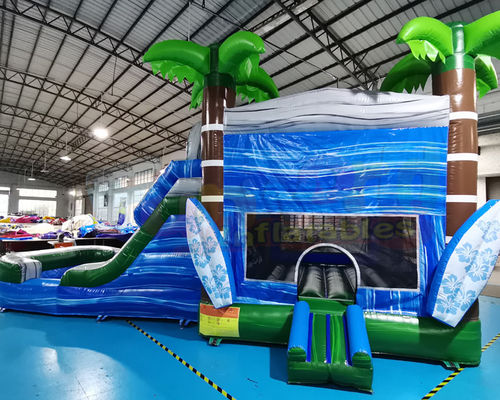 Palm Tree Jumping Inflatable Bouncer Slide For Backyard