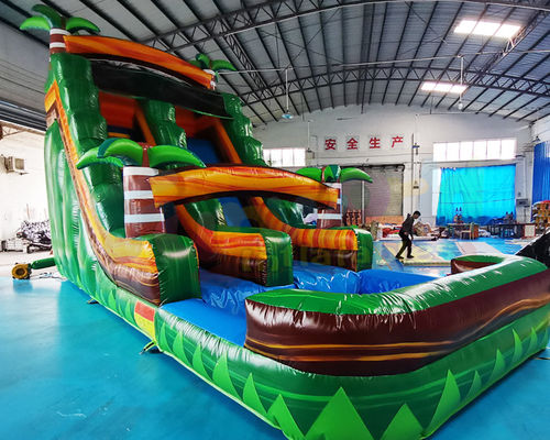 0.55mm PVC Inflatable Slide With Pool Jumping Bounce House