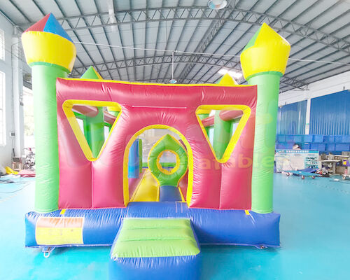 Mini Super Hero Jumping Inflatable Bouncy Castle Multi Color